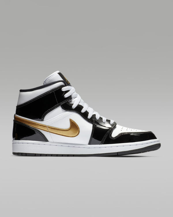 Air Jordan 1 Mid SE Men's Shoe Black White Gold 852542-007 - Image 3