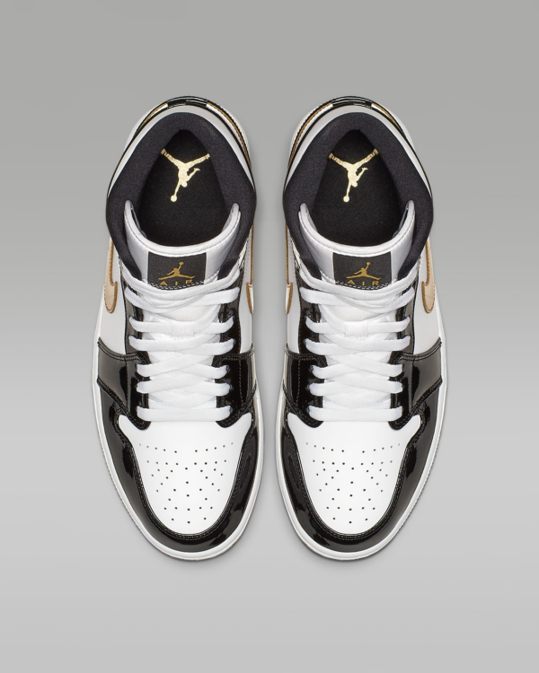 Air Jordan 1 Mid SE Men's Shoe Black White Gold 852542-007 - Image 4