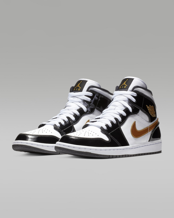 Air Jordan 1 Mid SE Men's Shoe Black White Gold 852542-007 - Image 5