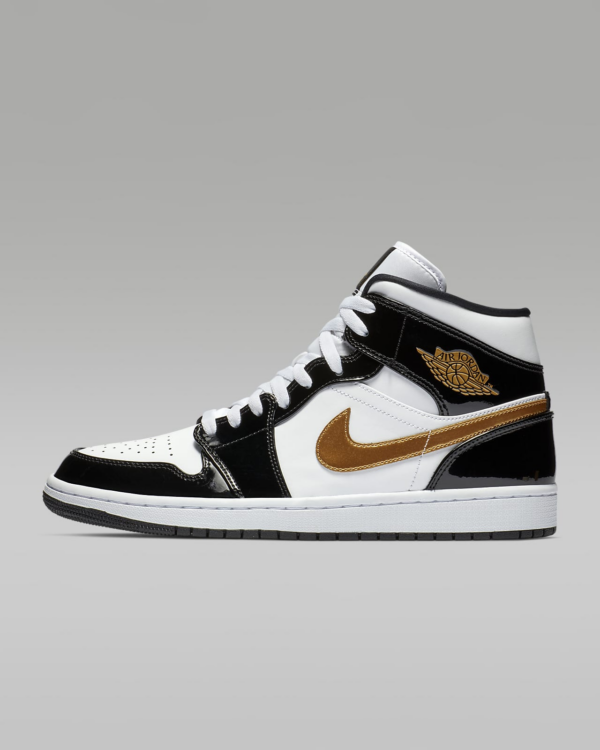 Air Jordan 1 Mid SE Men's Shoe Black White Gold 852542-007